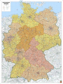 Wegenkaart - landkaart Duitsland met postcodes | 97 x 129 cm | Freytag & Berndt