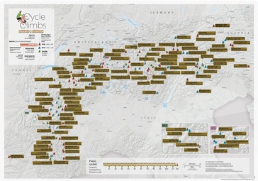 Scratch Map Alpine Cycle Climbs | Maps International