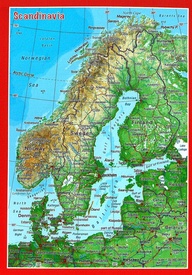 Ansichtkaart Scandinavia met reliëf | GeoRelief