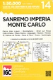 Wandelkaart 14 San Remo, imperia Monte Carlo | IGC - Istituto Geografico Centrale