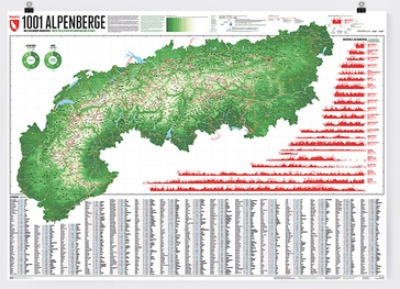 Wandkaart 1001 Alpenberge | 140 x 100 cm | Marmota Maps