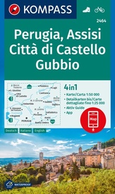 Wandelkaart 2464 Perugia - Assisi - Città di Castello - Gubbio | Kompass