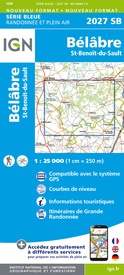 Wandelkaart - Topografische kaart 2027 SB - Serie Bleue Bélâbre, Saint-Benoît-du-Sault  | IGN - Institut Géographique National