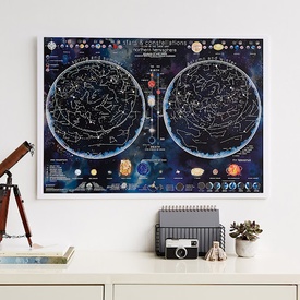 Poster - Wandkaart Stars & constellations glow in the dark 84.1 x 59.4 cm | Maps International