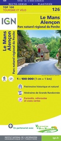 Fietskaart - Wegenkaart - landkaart 126 Le Mans - Alencon | IGN - Institut Géographique National