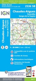 Wandelkaart - Topografische kaart 2536SB Chaudes-Aigues, Gorges de la Truyère, Faverolles | IGN - Institut Géographique National