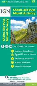 Wandelkaart - Fietskaart 75015 Chaîne des Puys - Massif du Sancy – Auvergne | IGN - Institut Géographique National