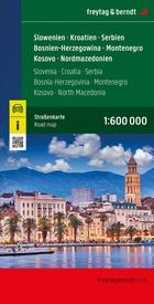 Wegenkaart - landkaart Slovenië - Kroatië - Servië - Bosnië-Hercegovina - Montenegro - Kosovo - Noord Macedonië | Freytag & Berndt