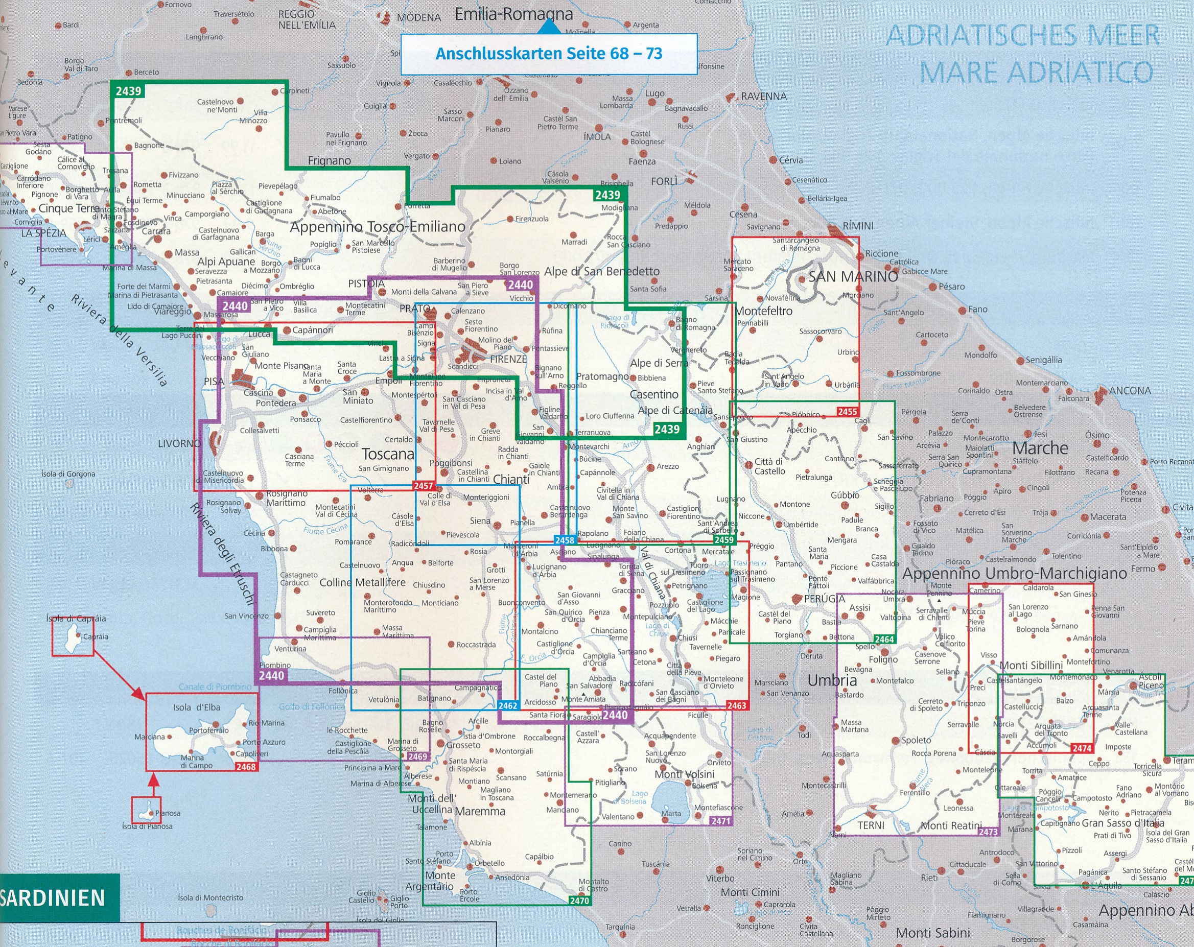 Overzicht wandelkaarten Toscane