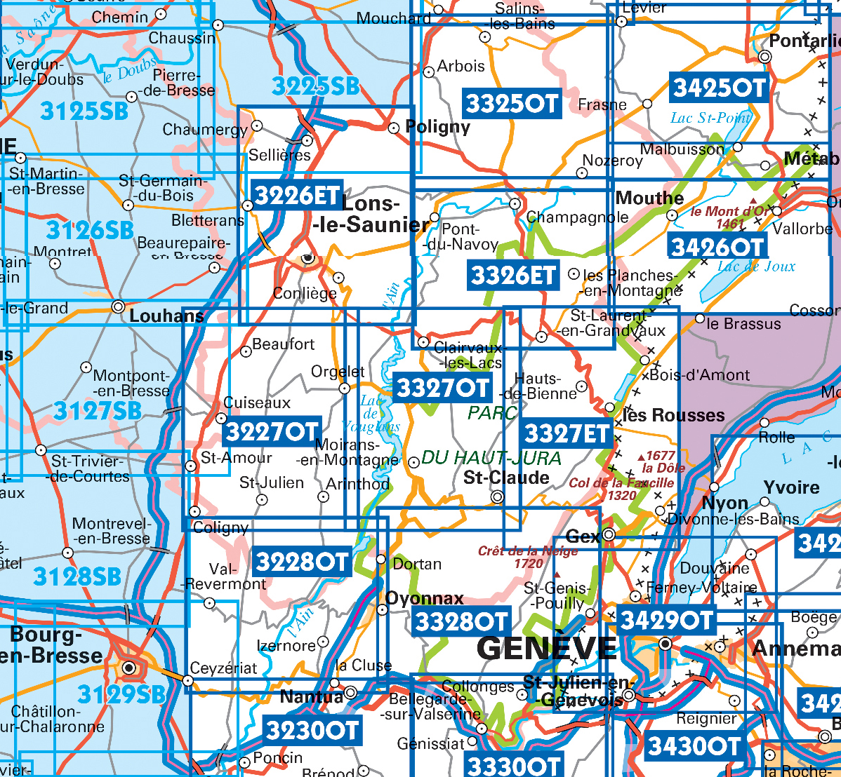 Wandelkaarten IGN 25.000 Jura : Zuid