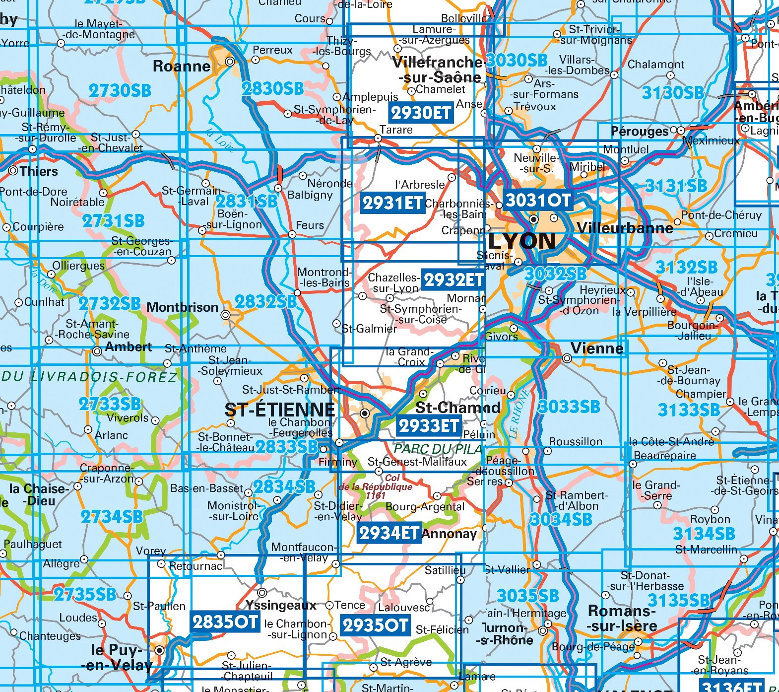 Topografische kaarten IGN 25.000 Ardeche - Rhone vallei Noord