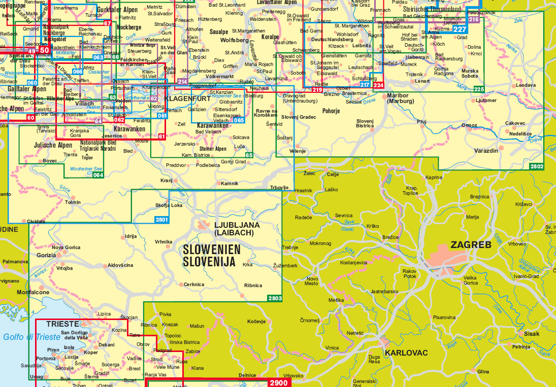 Overzicht Kompass wandelkaarten Slovenië